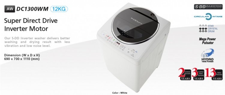 Toshiba S-DD 12kg Washing Machine [AW-DC1300WM] - Click Image to Close